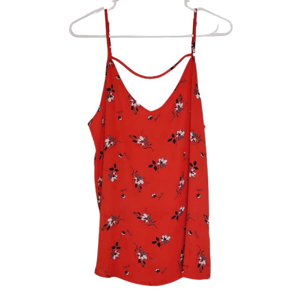 Maurices Red Floral Spaghetti Strap Tank Size L NWT *1283